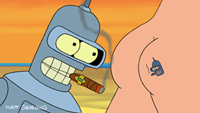 Bender Looking at His Tatoo